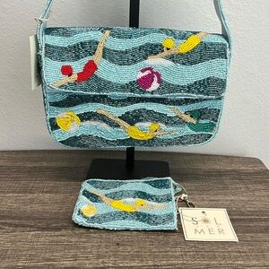 ✨💙💛Beaded Swimmers Bag w/ Matching Wallet!! 💙💛✨